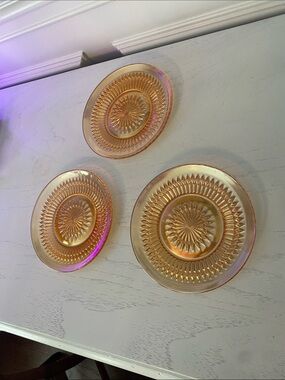 Jeanette Marigold Carnival Saucers - 6.25" Bread Plates
 Set of 3